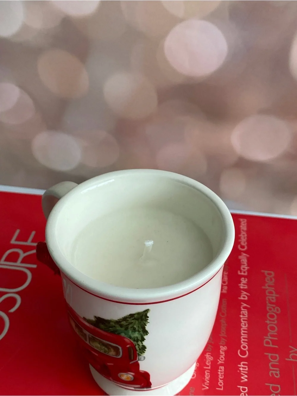 Vintage Red Car Holiday Mug Soy Wax Candle